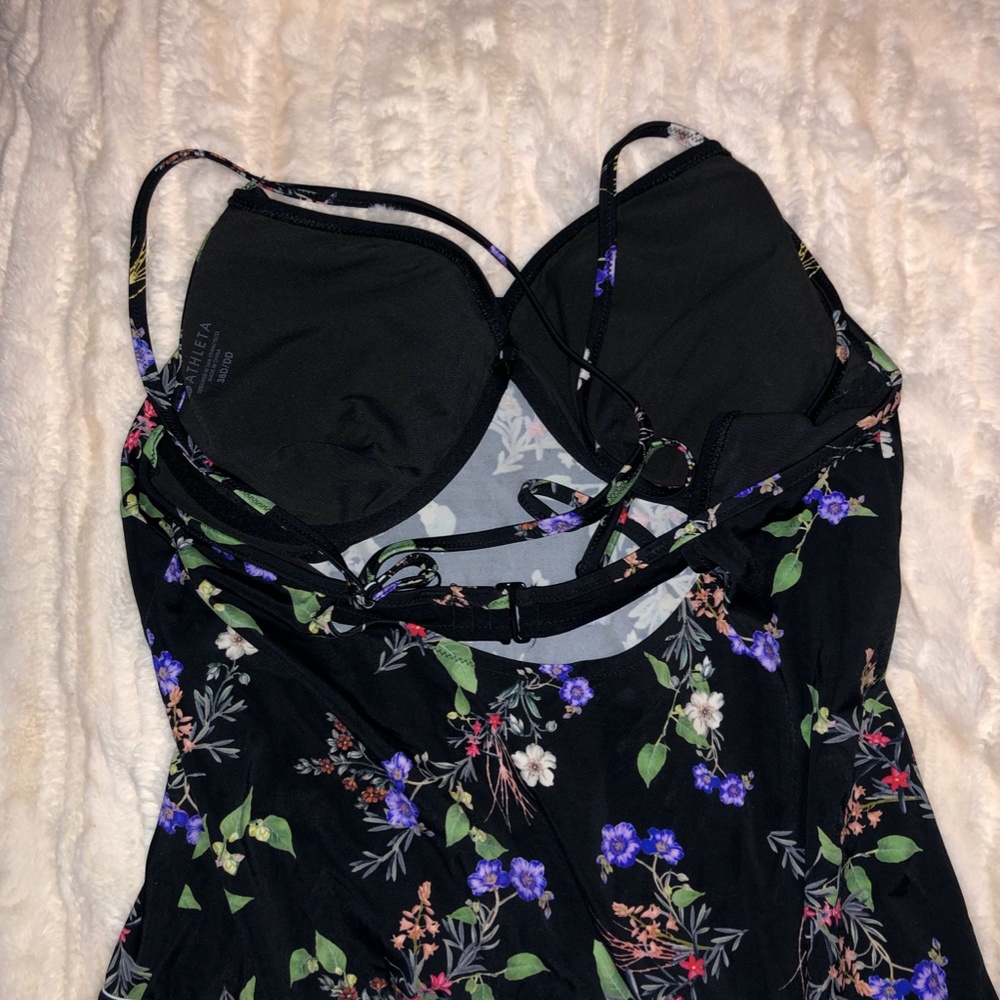 Women's Athleta black floral strappy swim Tankini, bra size 38D/DD - Picture 8 of 9